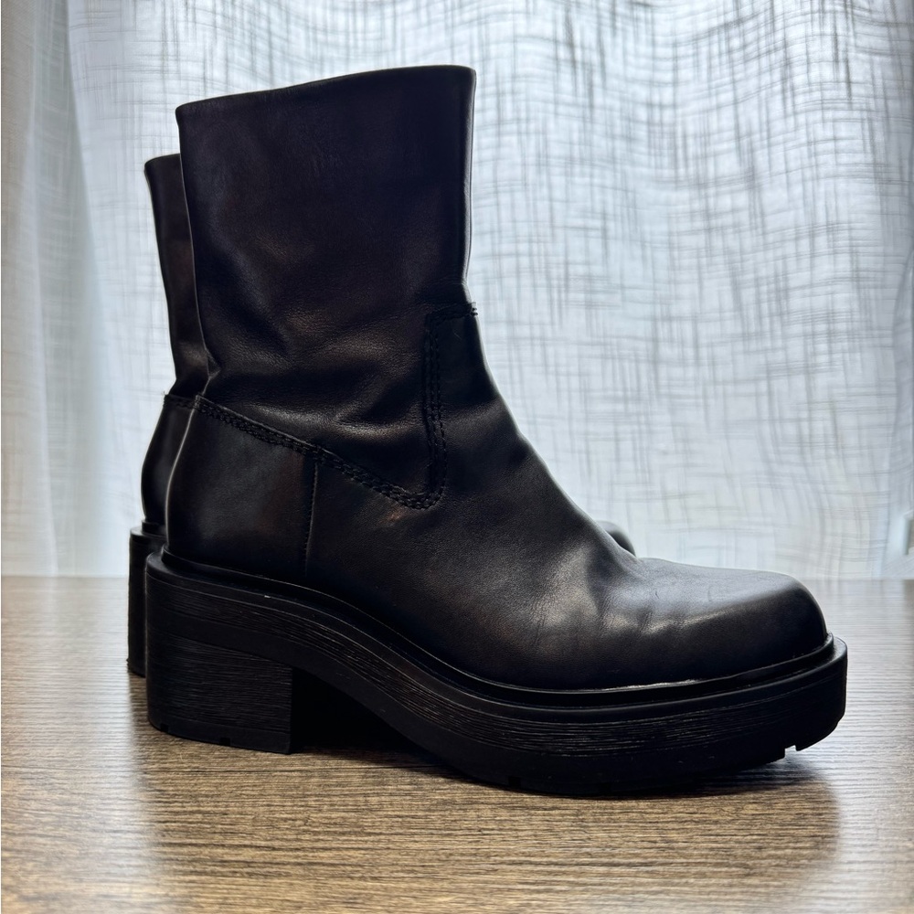 Zara Black Leather Women’s Platform Boots